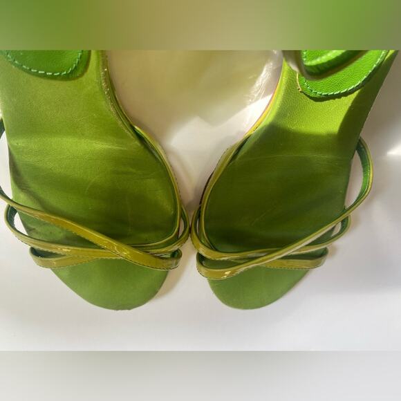 Prada strappy wedges. Patent leather. Lime green. EU 35.5, US Size 5.5. - Picture 6 of 16